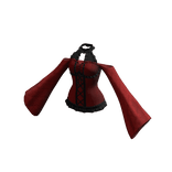Red Lace Up Top Goth Long Sleeves Halloween Y2K