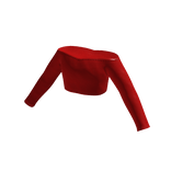 Red Latex Off-Shoulder Cropped Top Long Sleeves 