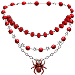 red layered star chain necklace w spider
