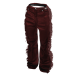 Red Leather & Fur Flared Pants