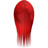 Red Long Straight Hair W Curtain Bangs