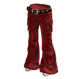 Red Low Rise Y2K Flared Denim