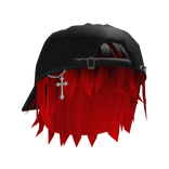 Red Messy Anime Boy Hair w/ Y2K Distressed Hat