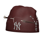 Red NY Beanie w/ Designer Glasses
