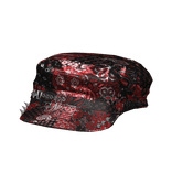 Red Paisley Gothic Newspaper Cap