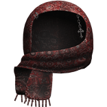 Red Paisley Grunge Chrome Cross Chain Headscarf