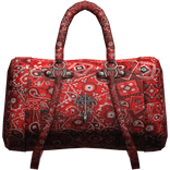 Red Paisley Grunge Emo Luxury Handheld Duffel Bag