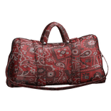 Red Paisley Leather Handheld Duffel Bag