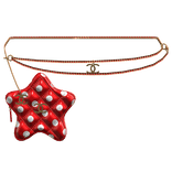 Red Polka Cstar Quilted Waist Bag Gold