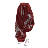Red Print Half Raised Baggy Sweatpants w/ Shoes