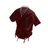 Red Ripped T-Shirt w/ Chrome Heart Chain