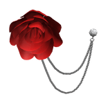 Red Rose Silver Chain Lapel Pin Brooch 1.0