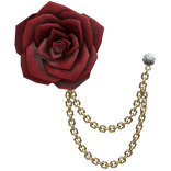 Red Rose Vintage Lapel Pin With Golden Chains