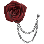 Red Rose Vintage Lapel Pin With Silver Chains