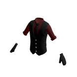 Red Shirt & Formal Black Vest w/ Gloves