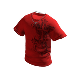 Red Shirt with Silver Cross Chain