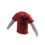 Red Shirt with Silver Cross Chain