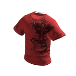 Red Shirt with Silver Cross Chain