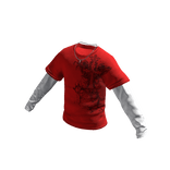 Red Shirt with Silver Cross Chain