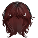 Red Short Wolf Cut Hair with Headphones