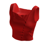 Red silk button crop top