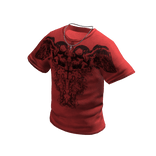 Red Skull Shirt with Silver Cross Chain