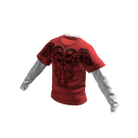 Red Skull Shirt with Silver Cross Chain