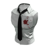 Red Stained Shirt w. Tie (White)