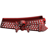 Red Studded Punk Belt Skull Diamonds 