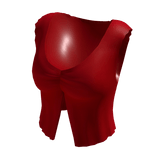 Red Stylish Pleated Crop Tee