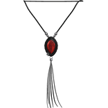 Red Torn Devotion Vkei Leather Bolo Necklace V1