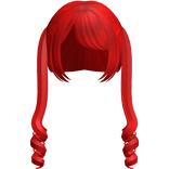 Red Twin Swirly Curls W Bangs