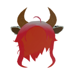 Red VTuber Long Hair Astral Horns & Cow Ears