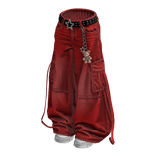 Red Y2K Baggy Cargo Denim
