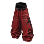 Red Y2K Fishbone Baggy Skater Denim