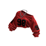 Red Y2K Off-Shoulder Cropped Jersey