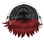 Red&Black Messy Hair w/ Headphones & Y2K Hat