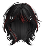 Red&Black Short Wolf Cut Hair with Headphones