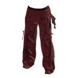 Red&DarkRed Bandana Cargo Distressed Pants