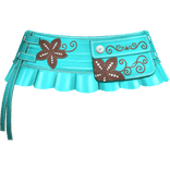 Retro Gyaru Floral Pleated Skirt Cyan Brown 3.0