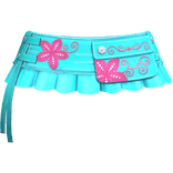 Retro Gyaru Floral Pleated Skirt Cyan Pink 3.0