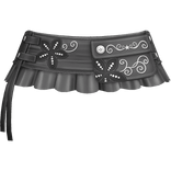 Retro Gyaru Floral Pleated Skirt Gray Black 3.0