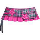 🩷 Retro Plaid Gyaru Floral Pleated Skirt Pink