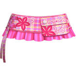 Retro Plaid Gyaru Floral Pleated Skirt Pink 3.0