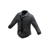 Retro Tie Button Shirt - Charcoal Plaid