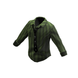 Retro Tie Button Shirt - Green Striped