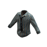Retro Tie Button Shirt - Teal Striped