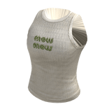 Rhinestone Logo Tank Top | Beige & Green