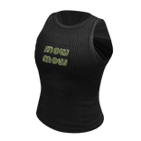 Rhinestone Logo Tank Top | Black & Green