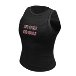 Rhinestone Logo Tank Top | Black & Pink